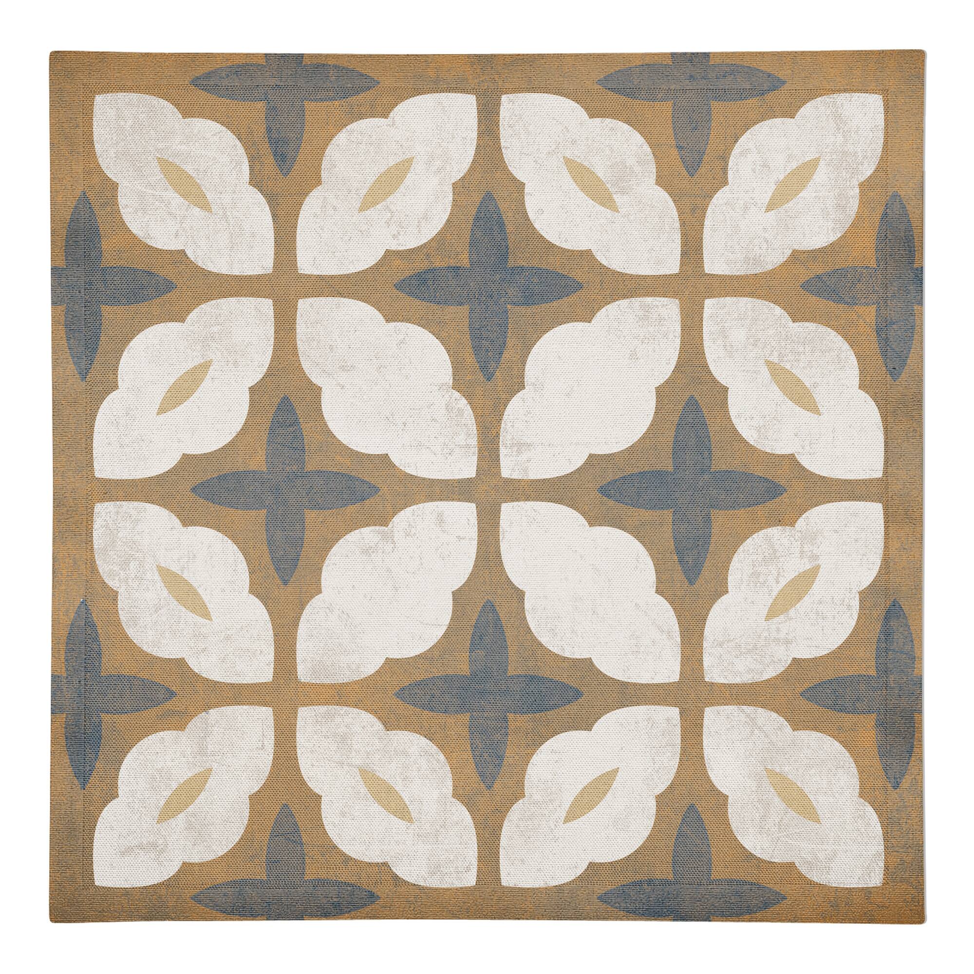Yellow and Blue Medallion 10" x 10" Cotton Twill Napkin